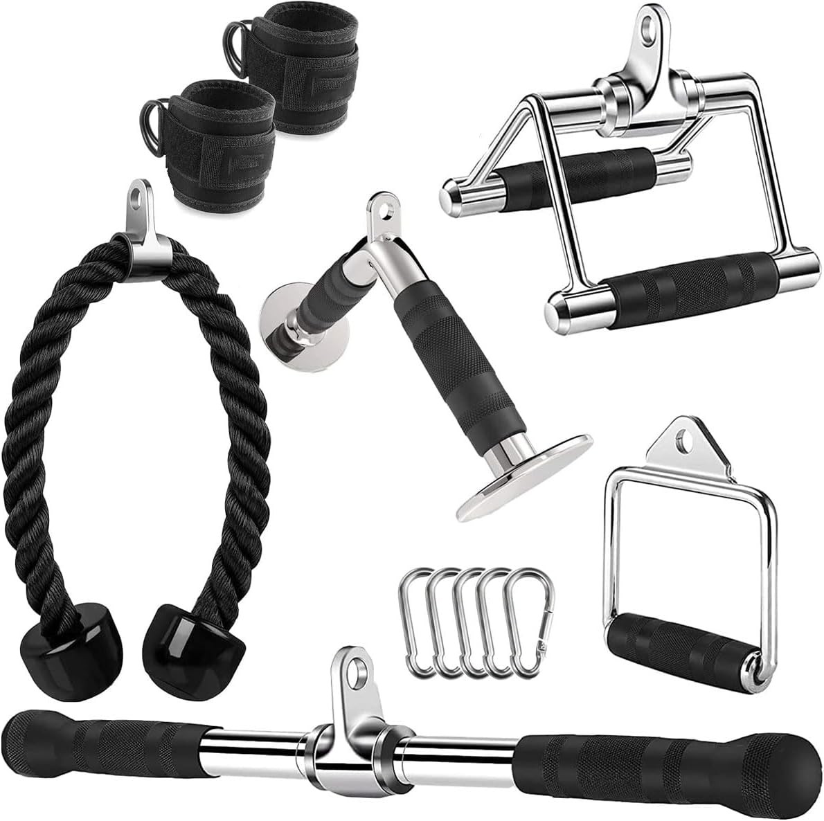 Tricep Press Down Cable Machine Attachment, Solid Steel Triceps LAT Pull Down Attachment Home Gym Weight Fitness Accessories