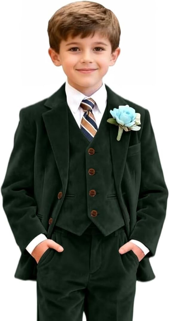 Retro Velvet Boys Suit 3 Pieces Set