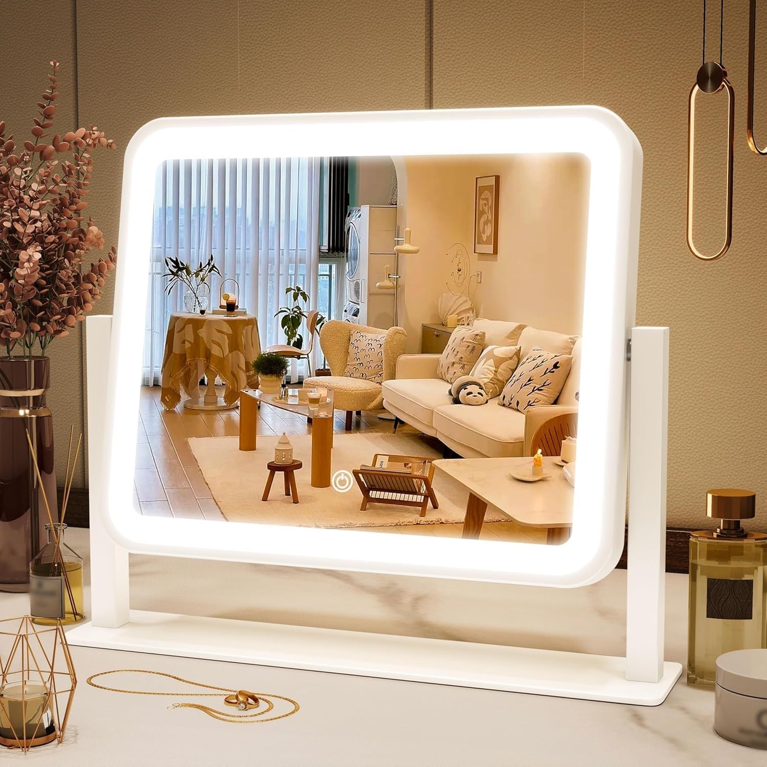 Vanity Mirror with Lights, Dimmable Lighted Makeup Mirror Smart Touch Sensor