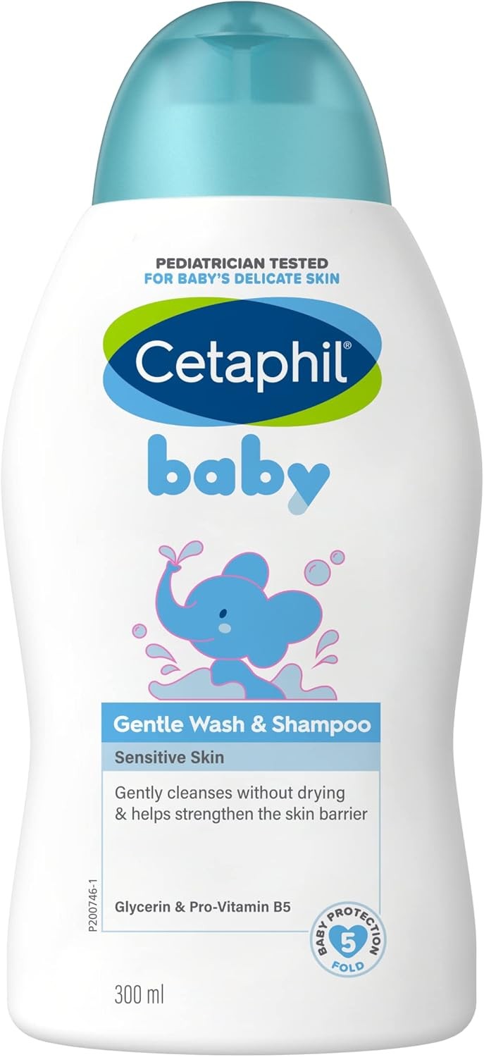 Cetaphil Baby Gentle Wash & Shampoo, Foaming Hair & Body Wash for Sensitive Skin, Contains Glycerin and Pro Vitamin B5, Unscented, 300ml